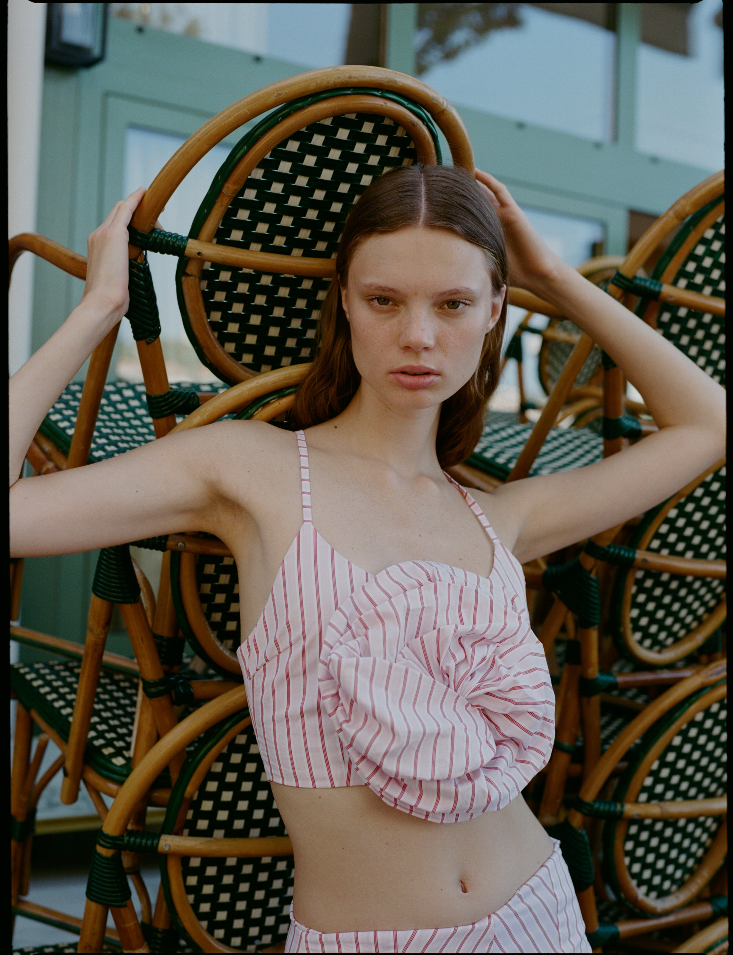 Top La Rosa rayas rosas