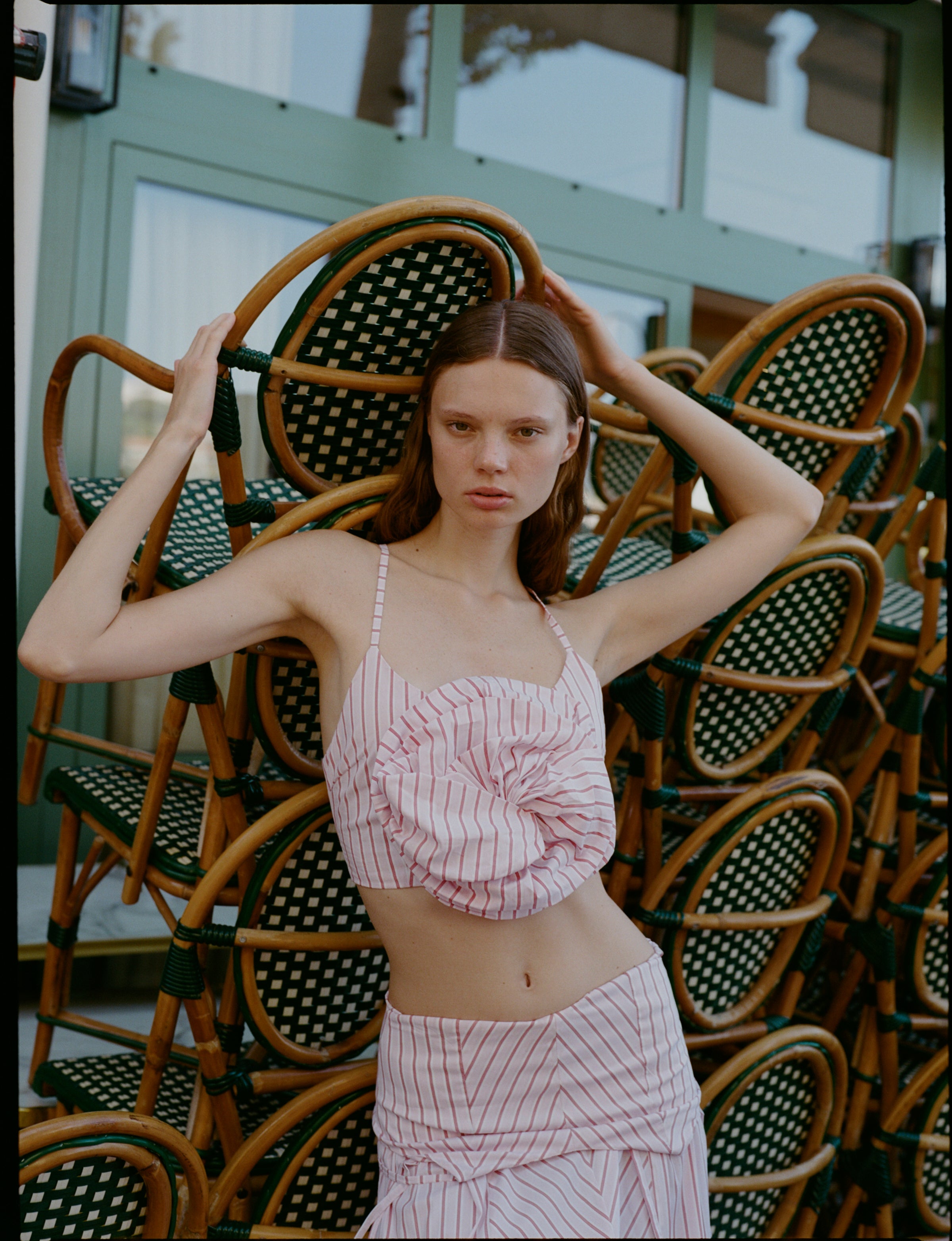 Top La Rosa rayas rosas