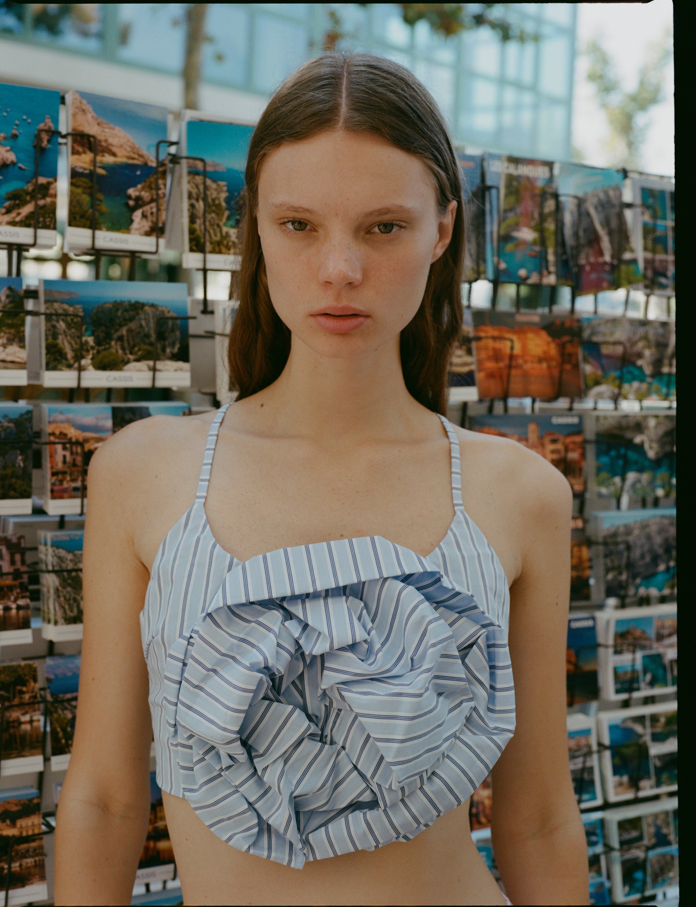 Top La Rosa rayas celestes