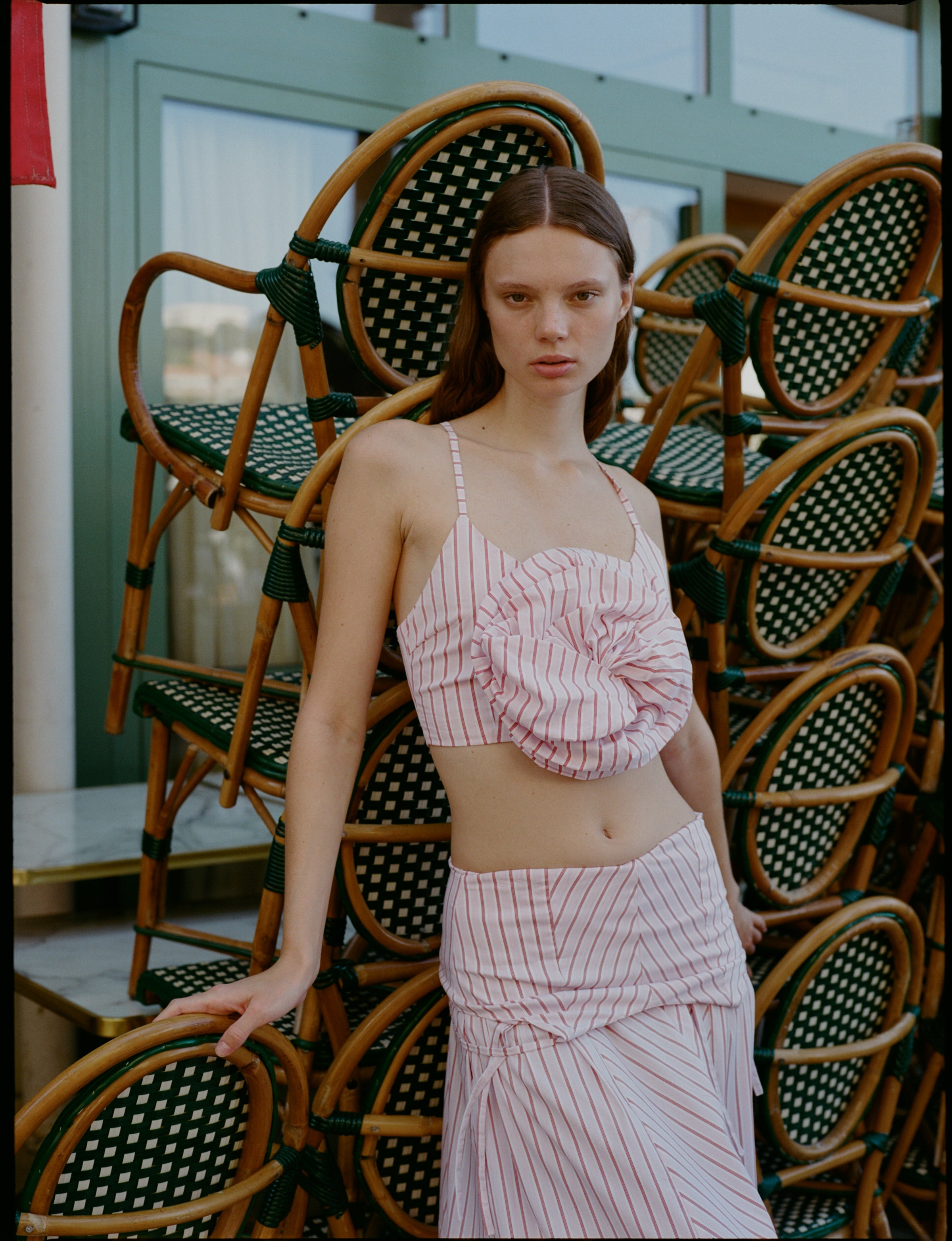 Top La Rosa rayas rosas