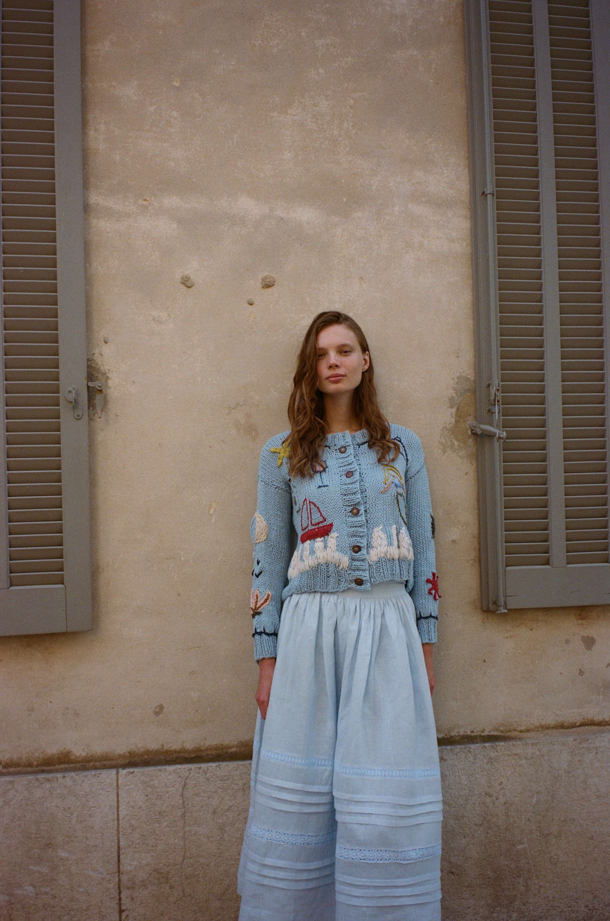 Cardigan Mar y Tierra celeste